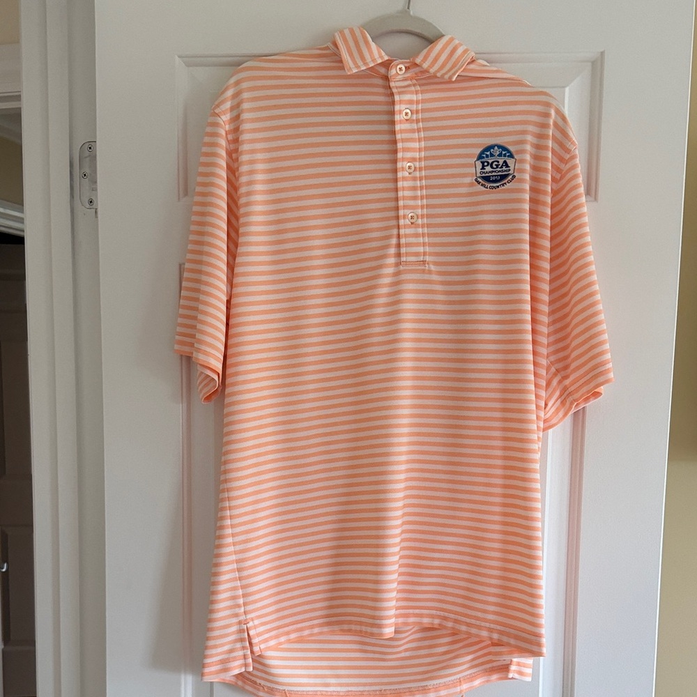 PGA Tour Men's Peach Stripe Performance Polo